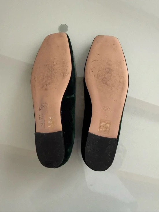 J.Crew Green Velvet Mary Jane Flats Square Toe Size 7 - Picture 5 of 7